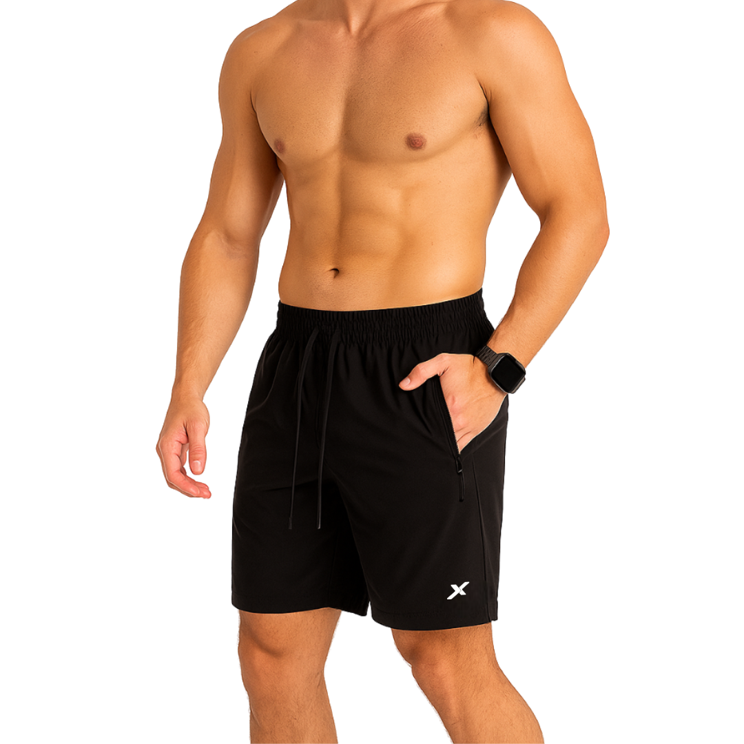 Bermuda Tactel Elastano Ziper - Preto