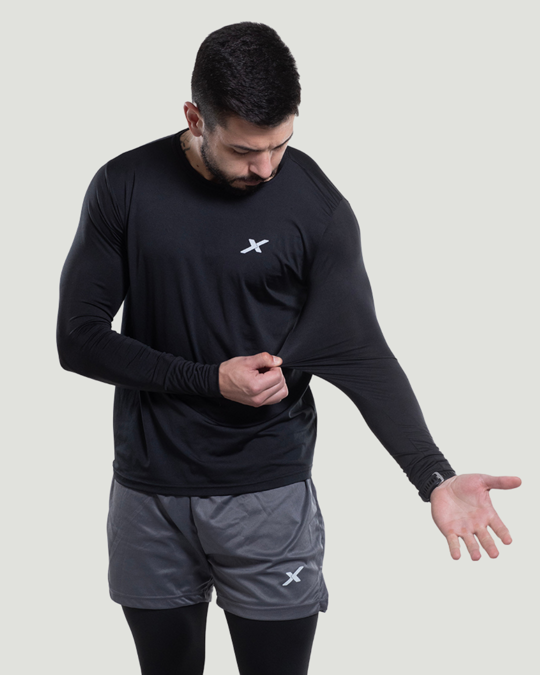 Camisa Manga Longa Dry Preta - Sem Costura