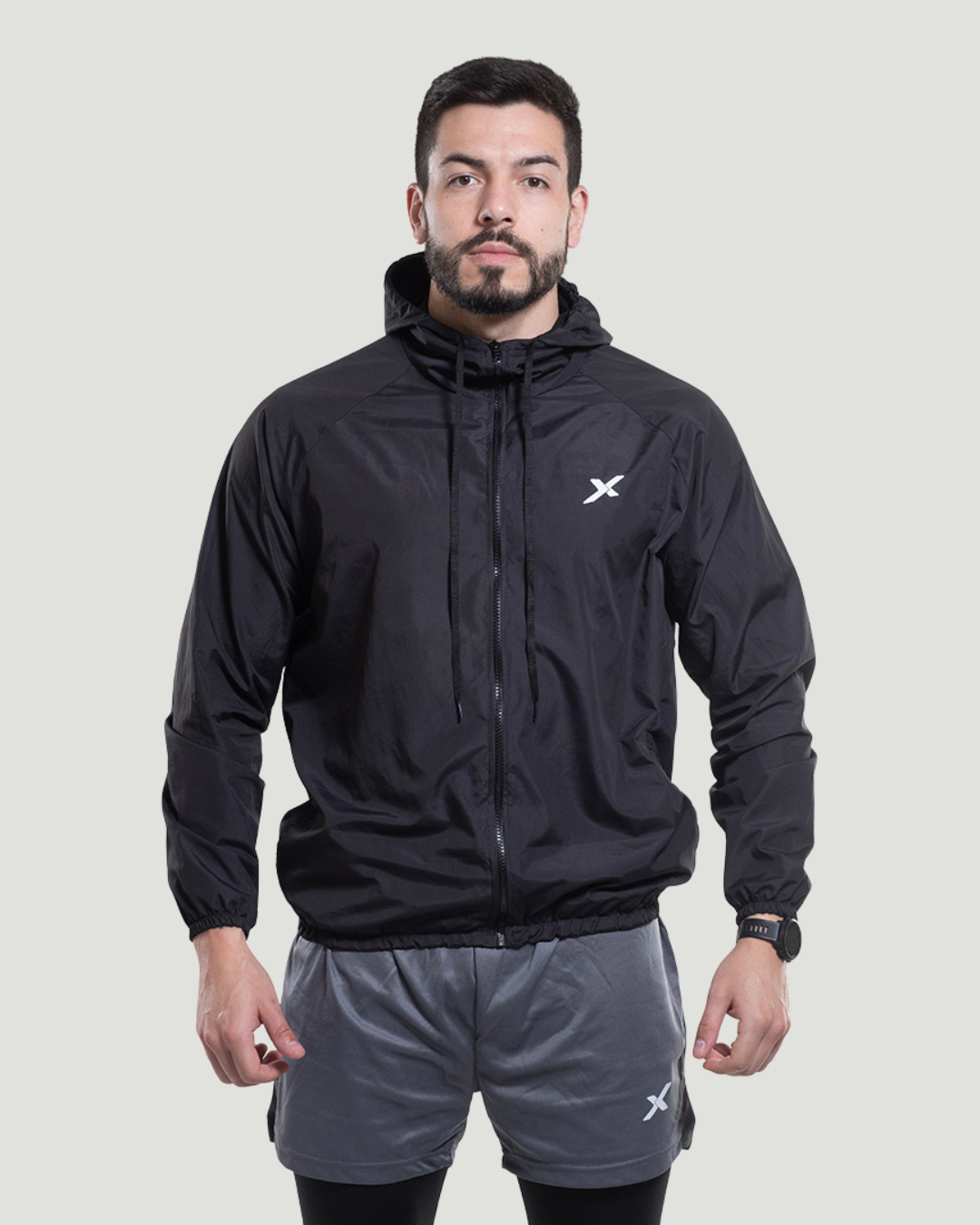 Corta Vento Com Capuz Preto