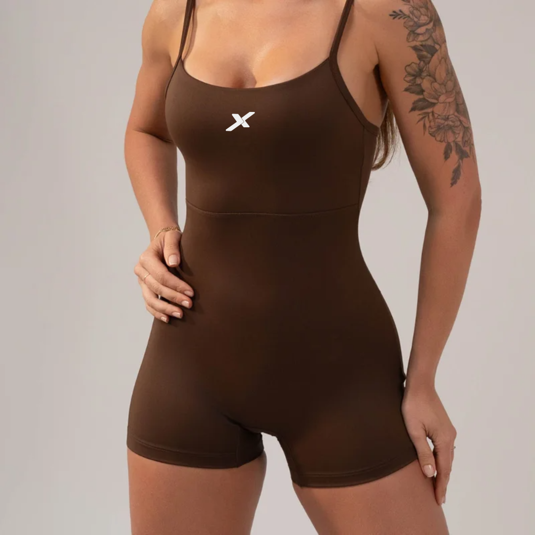 Macaquinho Fitnes Poliamida - Marrom