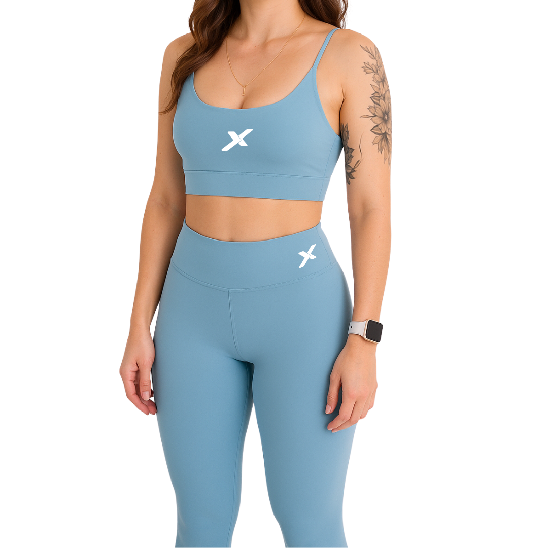 Conjunto Poliamida Top Alça Fina - Azul
