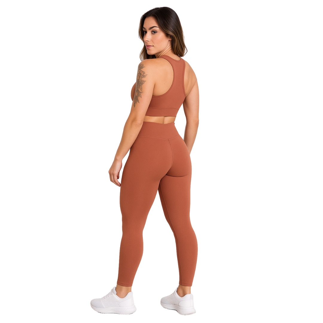 Conjunto Poliamida Top Nadador - Marrom
