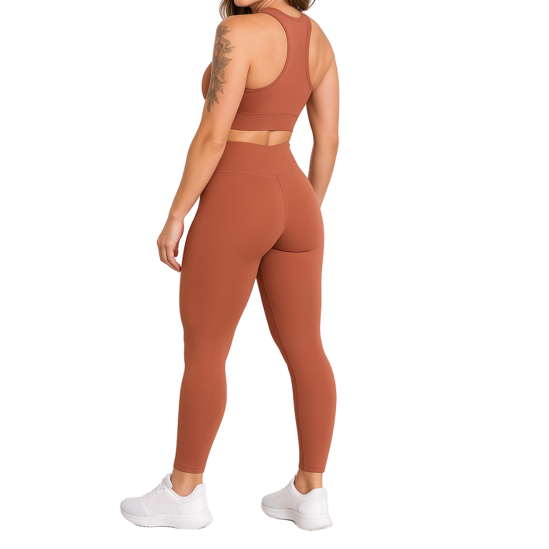 Conjunto Poliamida Top Nadador - Marrom