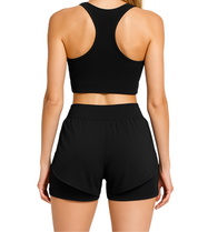 Shorts Feminino 2 em 1 Dryfit Com Dupla Compressão - Preto