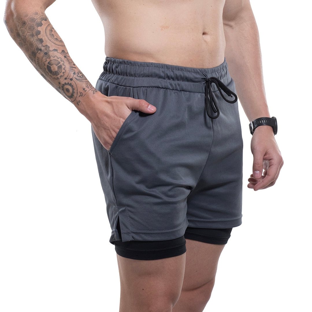 KIT 2 SHORTS DRY-FIT DE COMPRESSÃO 2 EM 1 [PAGUE 01 LEVE 02]