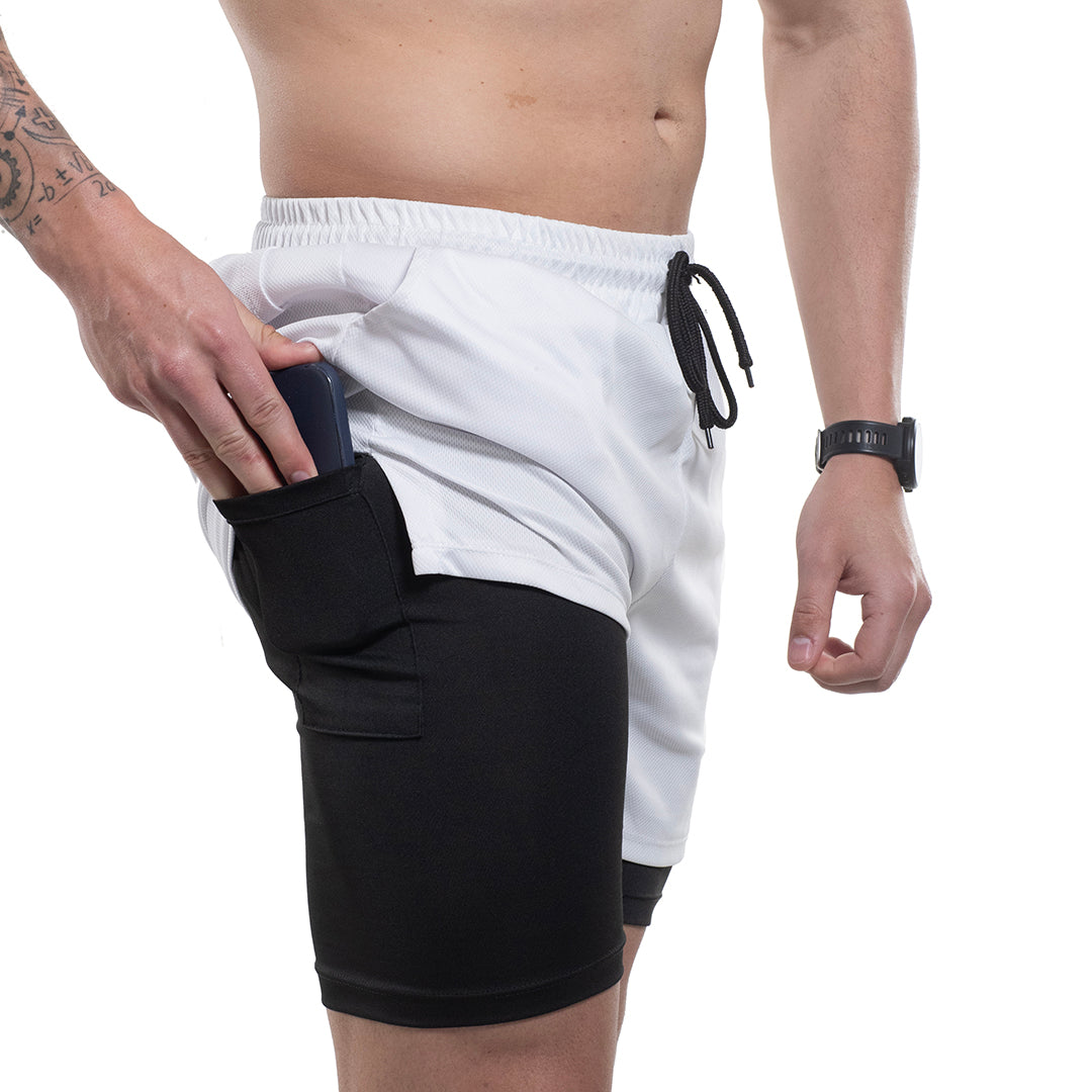 KIT 2 SHORTS DRY-FIT DE COMPRESSÃO 2 EM 1 [PAGUE 01 LEVE 02]