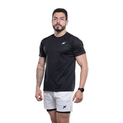 KIT 3 CAMISETAS DRY FIT + 3 SHORTS 2 EM 1 DE COMPRESSÃO - ALL BLACK
