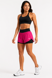Short Duplo com Cós Anatômico - Rosa