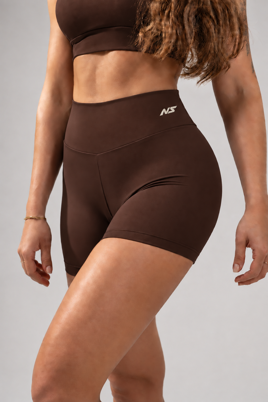 Shorts Compressão Feminino Fitness Marrom
