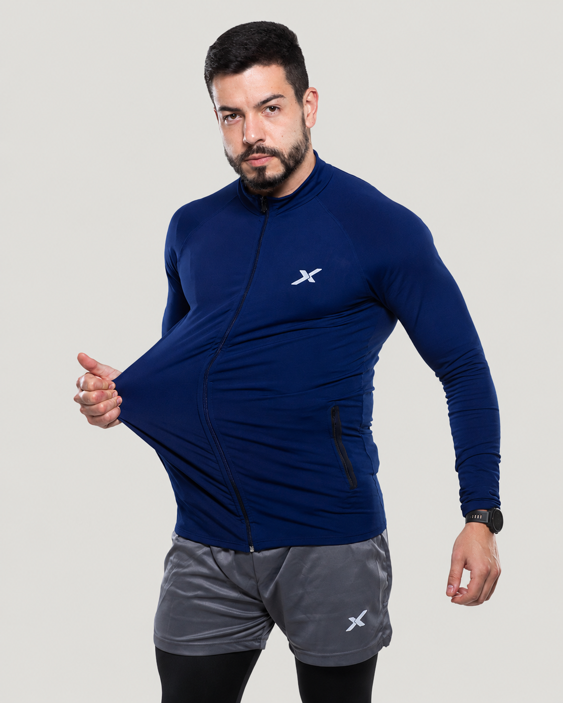 Jaqueta Esportiva Masculina Com Proteção Uv Azul