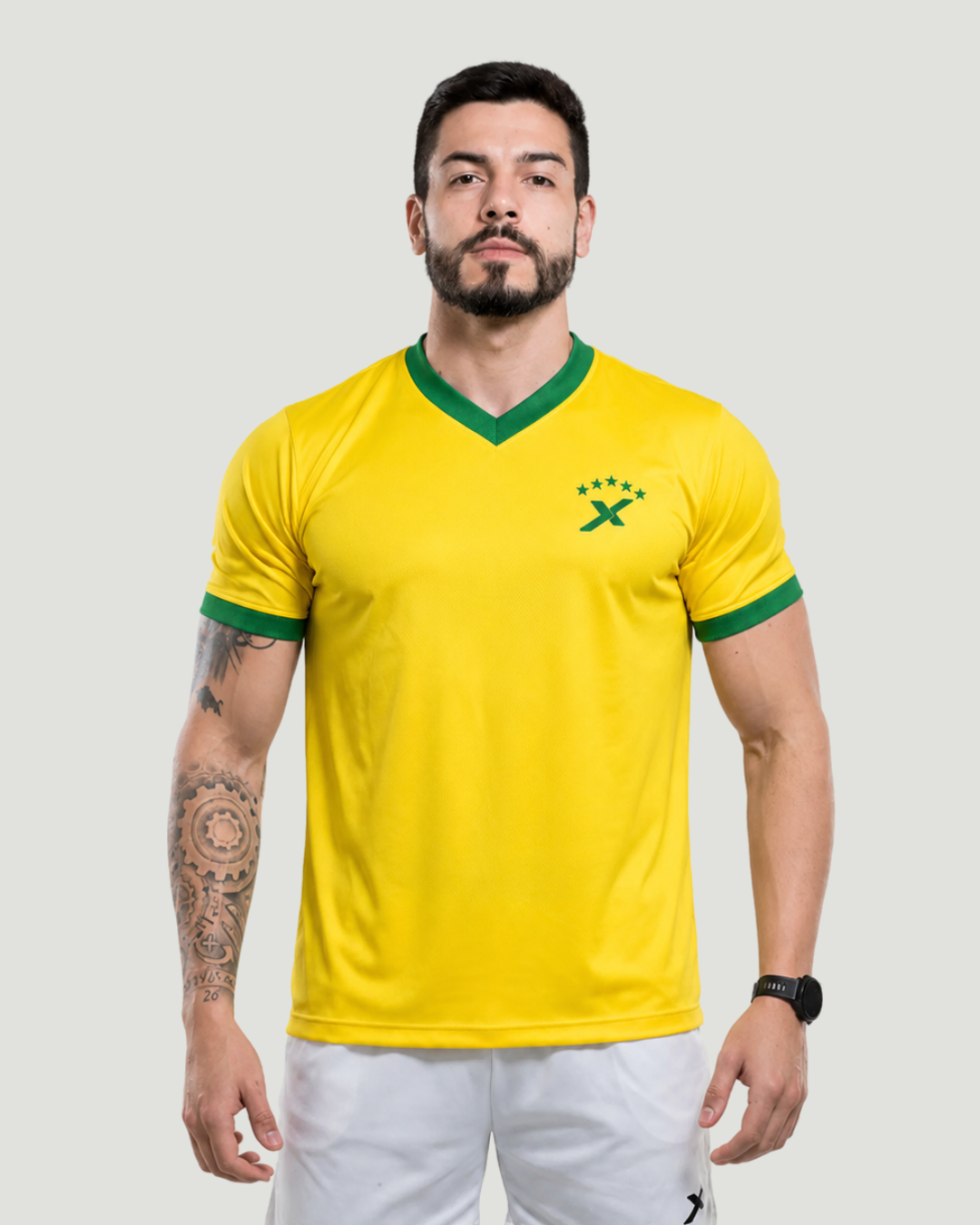 Kit Esportivo Dry Fit 1 Camiseta do Brasil + 1 Bermuda Compressão