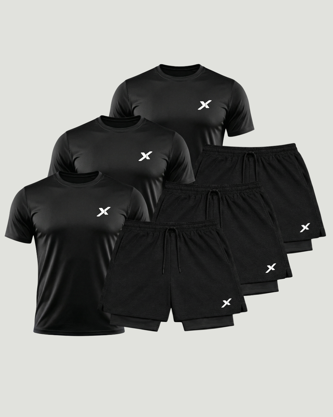 Kit 3 Bermudas + 3 Camisetas Essencial Black