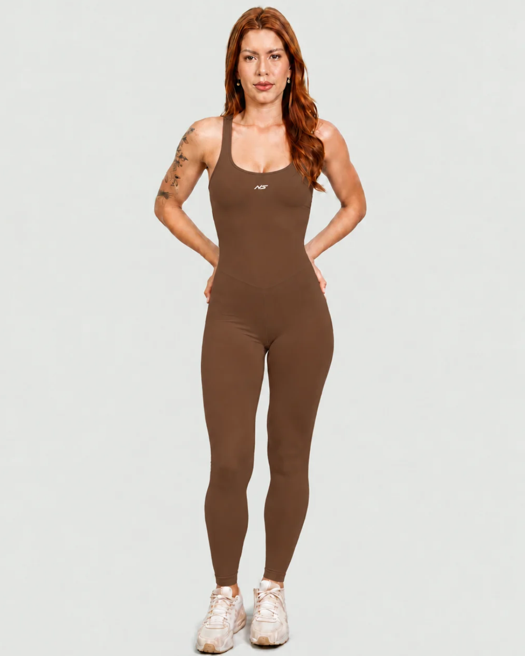 Macacão Fitness Feminino Marrom Básico NS