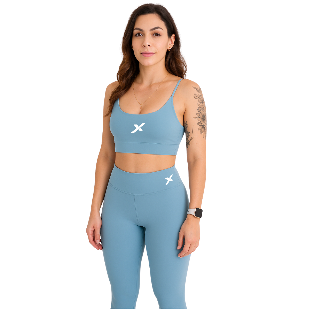 Conjunto Poliamida Top Alça Fina - Azul