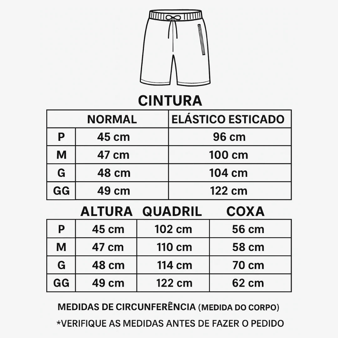 KIT 2 BERMUDAS TACTEL ELASTONO COM ZIPER