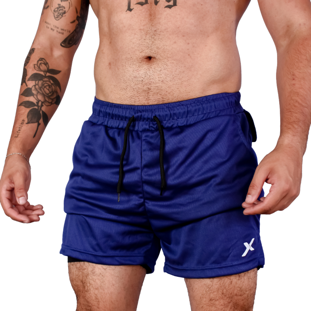 SHORTS DRY-FIT 2 EM 1 DE COMPRESSÃO NEXT - AZUL