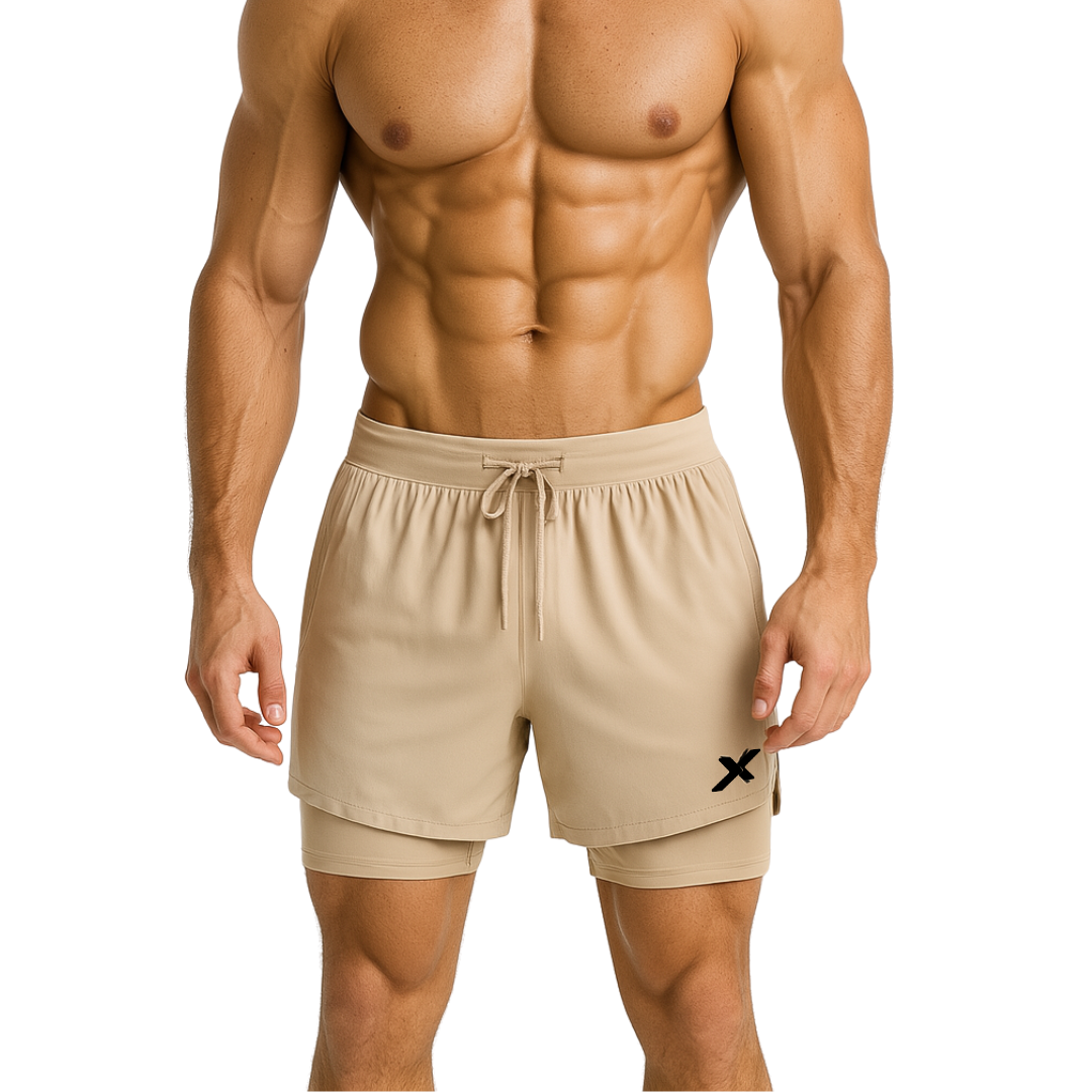 KIT 3 SHORTS 2 EM 1 DE COMPRESSÃO + 2 CAMISETAS DRY