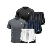KIT 3 SHORTS 2 EM 1 DE COMPRESSÃO + 2 CAMISETAS DRY