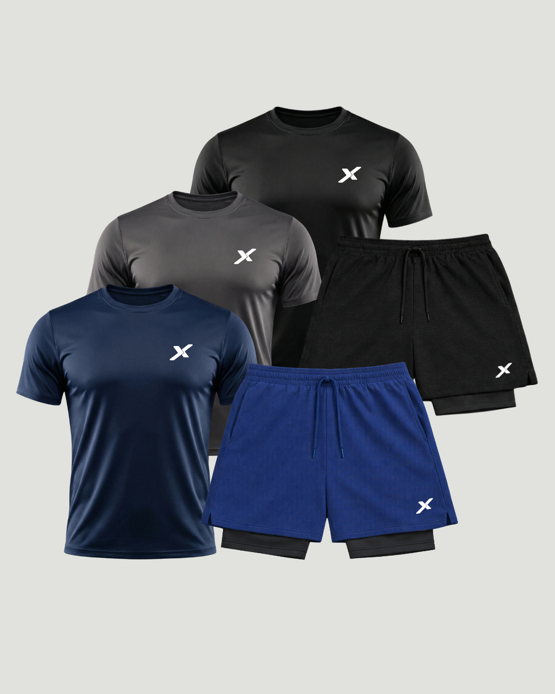Kit Esportivo Dry Fit 3 Camisetas + 2 Bermudas Compressão
