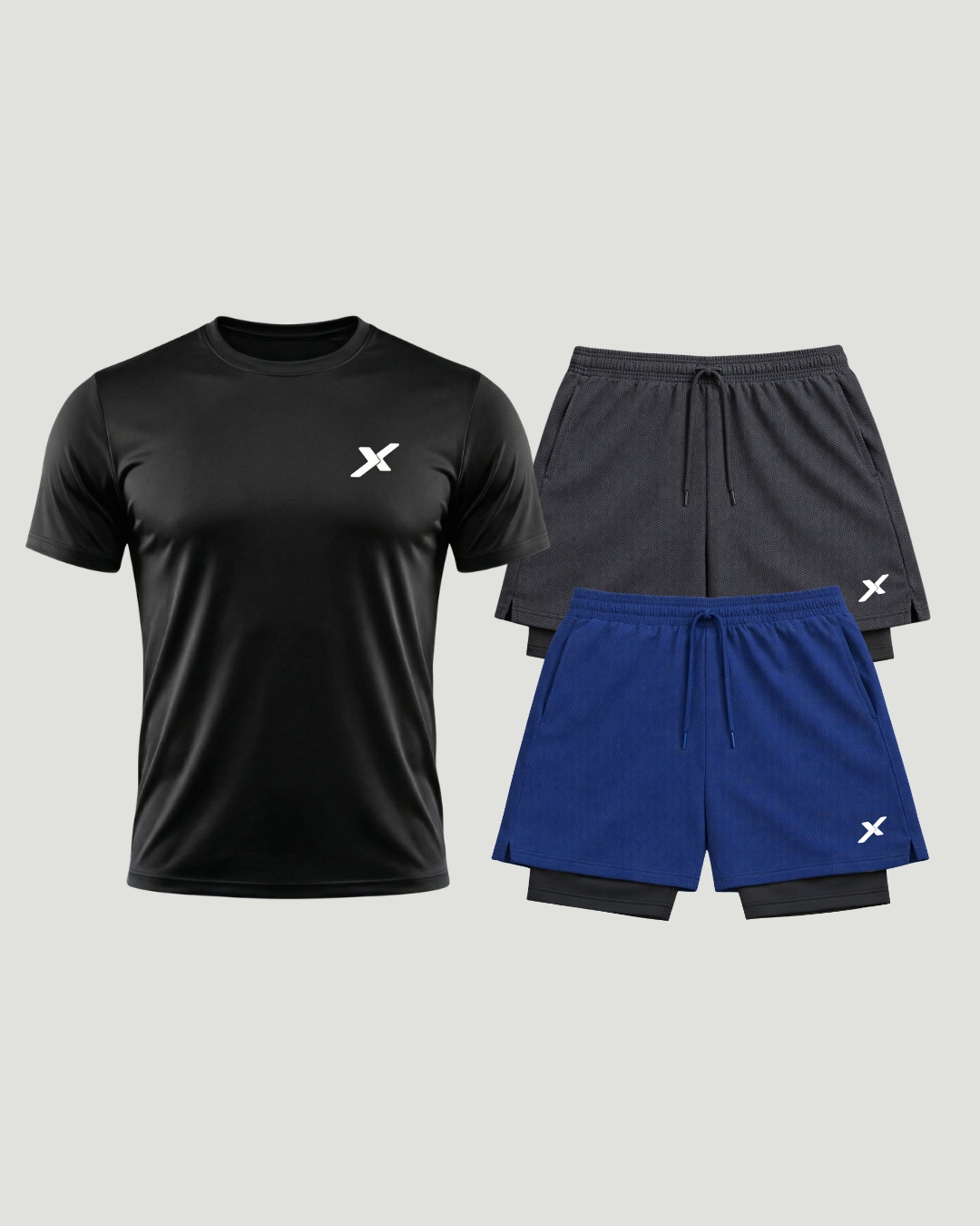 Kit Esportivo Dry Fit 1 Camisetas + 2 Bermudas Compressão