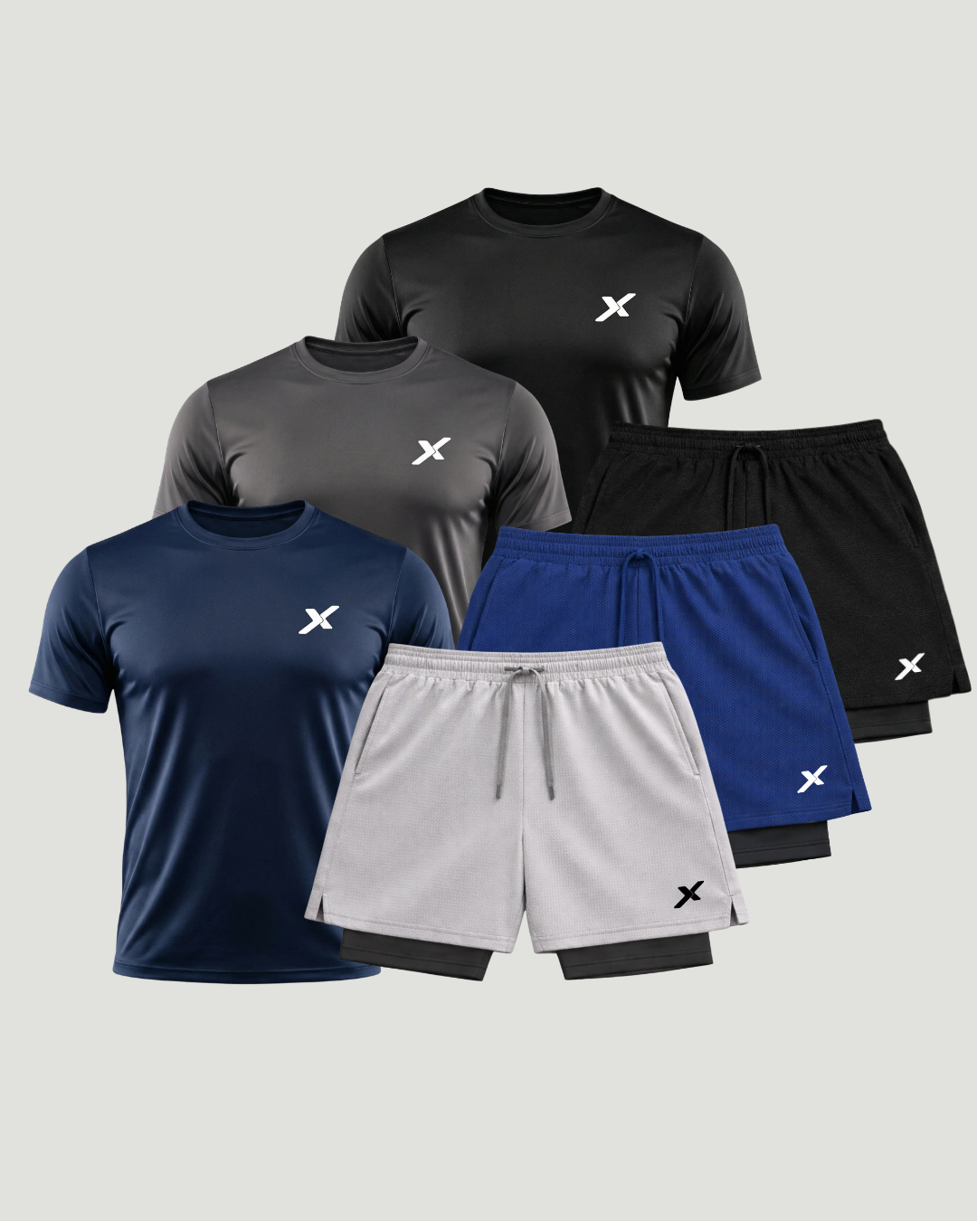 Kit Esportivo Dry Fit 3 Camisetas + 3 Bermudas Compressão