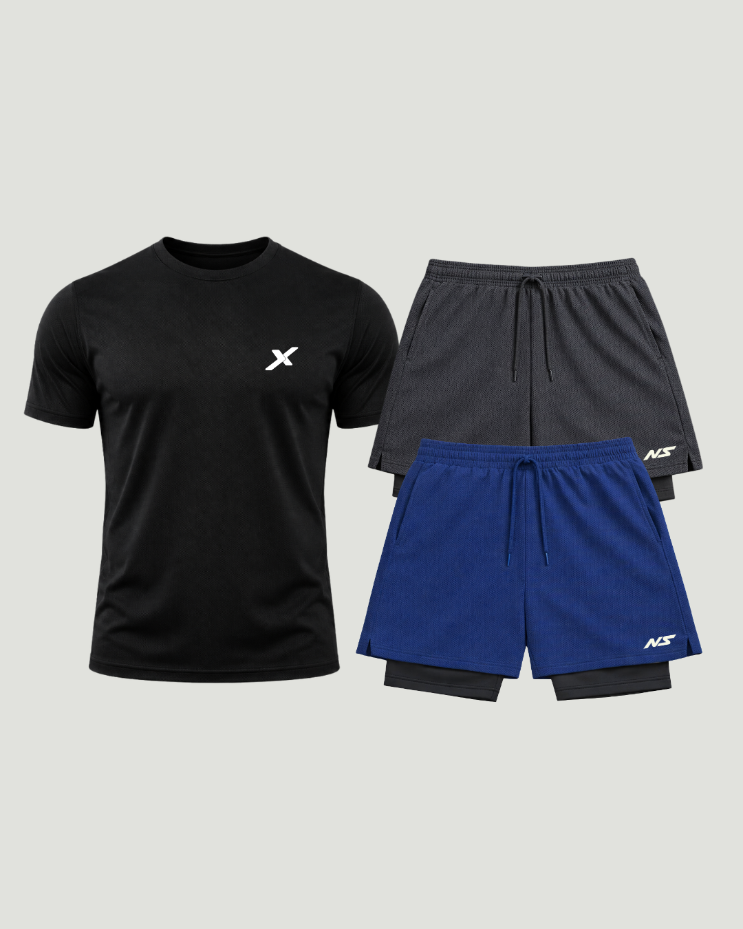 Kit Esportivo Dry Fit 1 Camisetas + 2 Bermudas Compressão