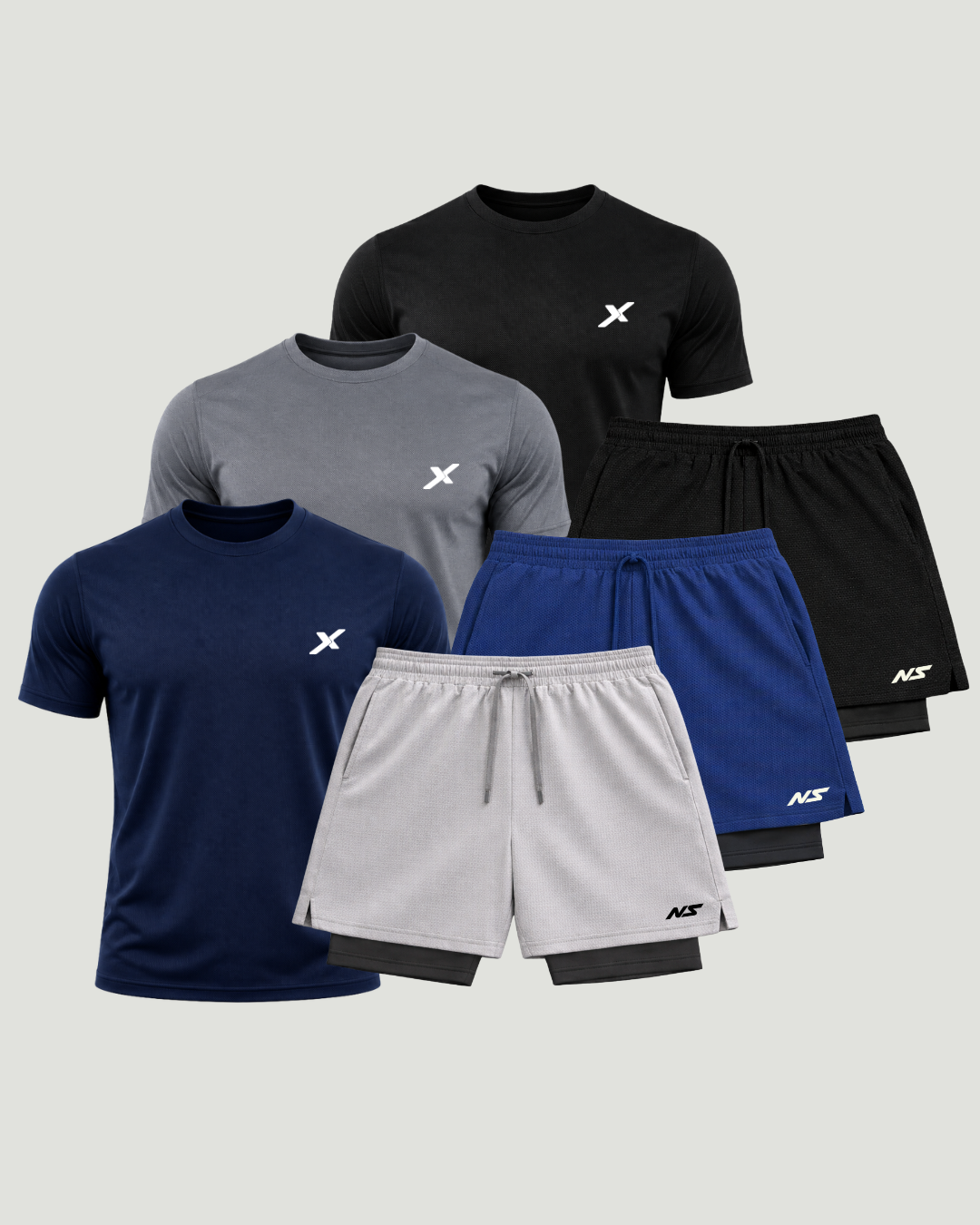 Kit Esportivo Dry Fit 3 Camisetas + 3 Bermudas Compressão