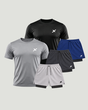 Kit 3 Bermudas 2 em 1 de Compressão+ 2 Camisetas DryFit