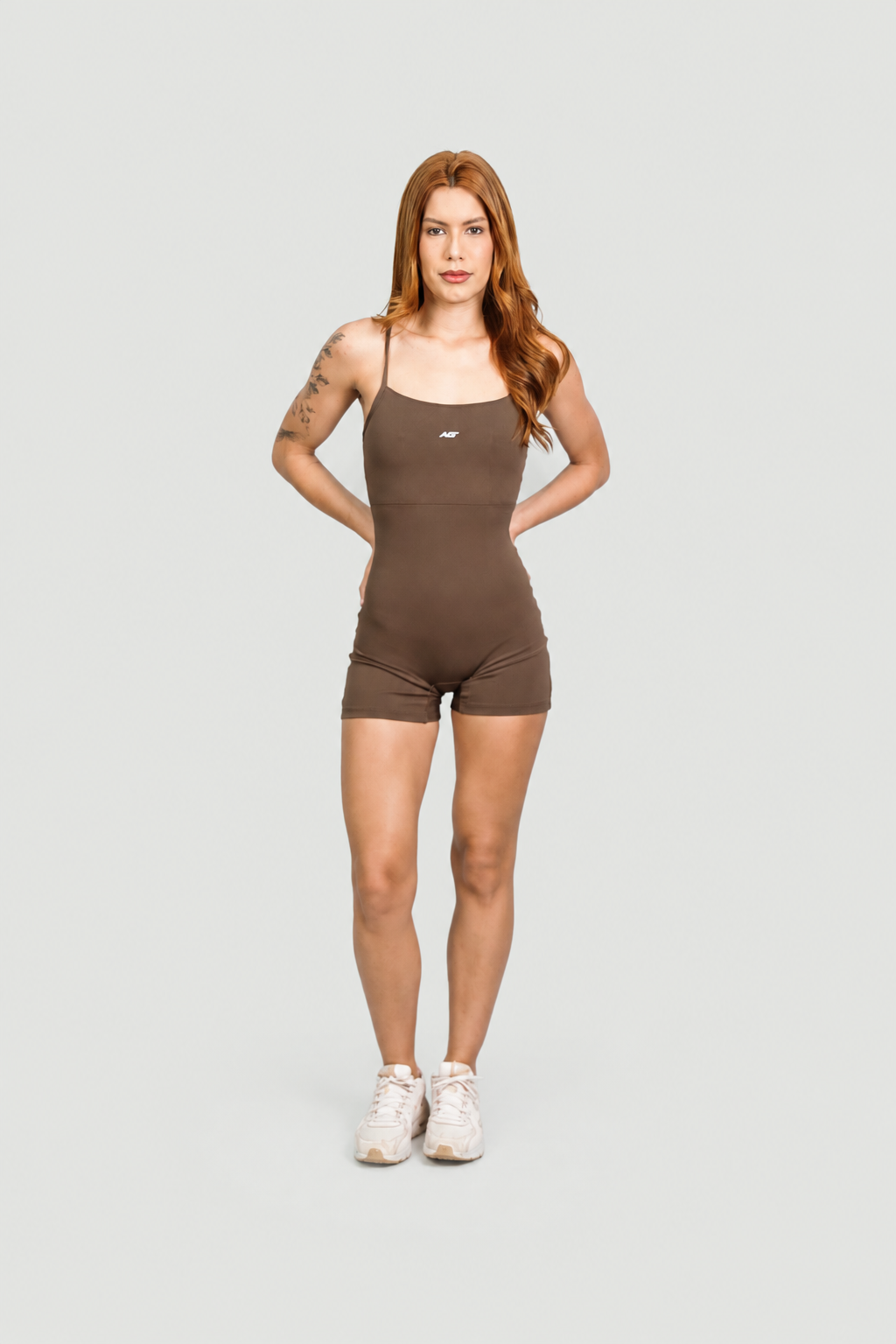 Macaquinho Curto Short Fitness Feminino Marrom